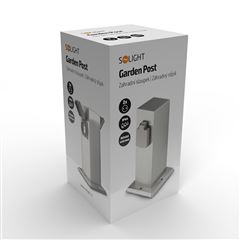 Solight záhradný stĺpik IP44, nerez oceľ, 2 zásuvky, hranol, strieborný