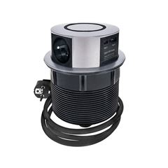 Solight 3z + USB A+C 20W PD, Wireless 10W, výsuvný blok zásuviek, 2m,  strieborný