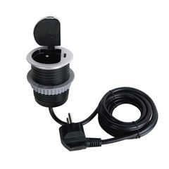 Solight 1z + USB-C 20W PD vstavaná zásuvka, 2m, strieborná