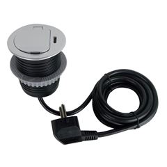 Solight 1z + USB-C 20W PD vstavaná zásuvka, 2m, strieborná