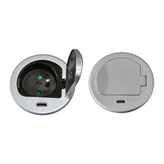 Solight 1z + USB-C 20W PD vstavaná zásuvka, 2m, strieborná