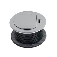 Solight 1z + USB-C 20W PD vstavaná zásuvka, 2m, strieborná
