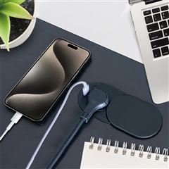 Solight 1z + USB A+C 20W PD vstavaná zásuvka s posuvným viečkom, 2m, matná čierna