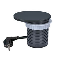 Solight 1z + USB A+C 20W PD vstavaná zásuvka s posuvným viečkom, 2m, matná čierna