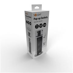Solight USB výsuvný blok zásuviek, 3 zásuvky, plast, dĺžka 1,5m, 3 x 1mm2, strieborný
