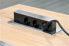 Solight 3z + USB A+C 20W PD výsuvný blok zásuviek, 2m, nerez oceľ