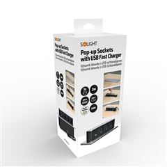 Solight 3z + USB A+C 20W PD výsuvný blok zásuviek, 2m, nerez oceľ