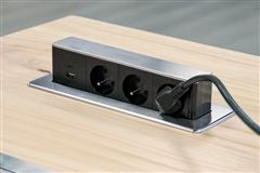 Solight 3z + USB A+C výsuvný blok zásuviek, 2m, nerez oceľ