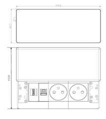 Solight vestavný blok zásuviek s posuvným krytom, 2 zásuvky, HDMI, USB A+C 20W PD, 2m, strieborný