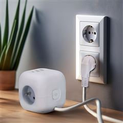 Solight 3z + USB A+C predlžovací prívod - kocka, 2m, 3 x 1mm2, biely, vypínač