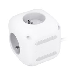 Solight 3z + USB A+C predlžovací prívod - kocka, 2m, 3 x 1mm2, biely, vypínač