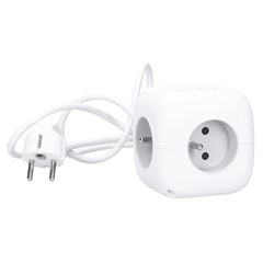 Solight 3z + USB A+C predlžovací prívod - kocka, 2m, 3 x 1mm2, biely, vypínač