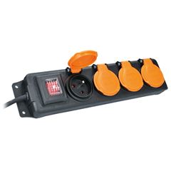 Solight predlžovací prívod IP44, 4 zásuvky, gumový kábel, vypínač, vonkajší, 10m