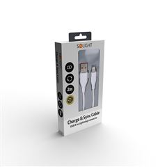 Solight lightning kábel, USB 2.0 A konektor - Lightning konektor, silikón, 2m