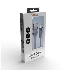 Solight USB-C kábel, USB 2.0 A konektor - USB-C 3.1 konektor, silikón, 1m