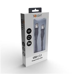 Solight USB-C 3.1 kábel, USB-C konektor - USB-C konektor, silikón, 2m