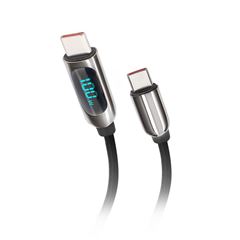 Solight USB-C kábel s displejom, USB-C konektor - USB-C konektor, 100W, 1m