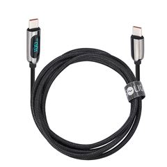 Solight USB-C kábel s displejom, USB-C konektor - USB-C konektor, 100W, 1m