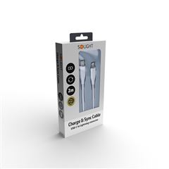Solight USB-C/Lightning kábel, USB-C konektor - Lightning konektor, silikón, 2m