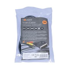 Solight SCART kábel, SCART konektor - 3x CINCH konektor, prepínateľný, 1m, sáčok