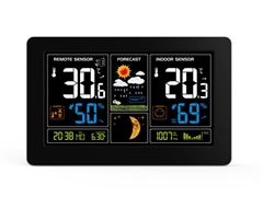 Solight meteostanica, extra veľký farebný LCD, teplota, vlhkosť, tlak, RCC, USb nabíjanie, čierna