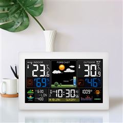 Solight meteostanica, extra veľký farebný LCD, teplota, vlhkosť, tlak, RCC, USB nabíjanie, biela