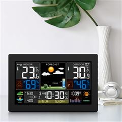 Solight meteostanica, XL farebný LCD, teplota, vlhkosť, tlak, RCC, čierna