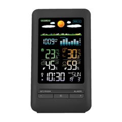 Solight meteostanica, farebný LCD, vnútorná/vonkajšia teplota a vlhkosť, tlak, RCC, čierna