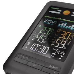 Solight meteostanica, farebný LCD, vnútorná/vonkajšia teplota a vlhkosť, tlak, RCC, čierna