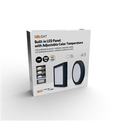 Solight LED mini panel CCT, prisazený, 12W, 900lm, 3000K, 4000K, 6000K, okrúhly, čierna farba