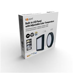 Solight LED mini panel CCT, prisazený, 18W, 1530lm, 3000K, 4000K, 6000K, okrúhly, čierna farba