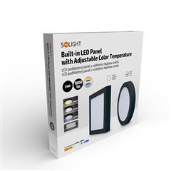 Solight LED mini panel CCT, prisazený, 24W, 1800lm, 3000K, 4000K, 6000K, okrúhly, čierna farba