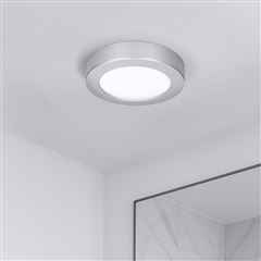 Solight LED mini panel kúpeľňový 2v1, 3CCT, podhľadový / prisadený, 12W, 1020lm, IP54, strieborna, okrúhly