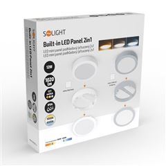 Solight LED mini panel kúpeľňový 2v1, 3CCT, podhľadový / prisadený, 12W, 1020lm, IP54, strieborna, okrúhly