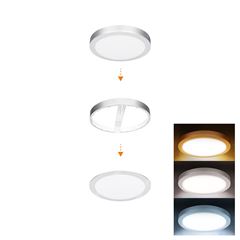 Solight LED mini panel kúpeľňový 2v1, 3CCT, podhľadový / prisadený, 18W, 1530lm, IP54, strieborna, okrúhly