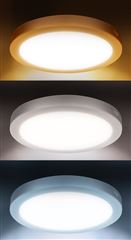 Solight LED mini panel kúpeľňový 2v1, 3CCT, podhľadový / prisadený, 18W, 1530lm, IP54, strieborna, okrúhly