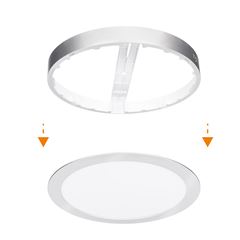 Solight LED mini panel kúpeľňový 2v1, 3CCT, podhľadový / prisadený, 18W, 1530lm, IP54, strieborna, okrúhly