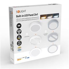 Solight LED mini panel kúpeľňový 2v1, 3CCT, podhľadový / prisadený, 18W, 1530lm, IP54, strieborna, okrúhly