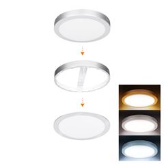 Solight LED mini panel kúpeľňový 2v1, 3CCT, podhľadový / prisadený, 24W, 2040lm, IP54, strieborna, okrúhly