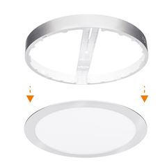 Solight LED mini panel kúpeľňový 2v1, 3CCT, podhľadový / prisadený, 24W, 2040lm, IP54, strieborna, okrúhly