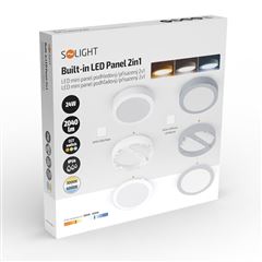 Solight LED mini panel kúpeľňový 2v1, 3CCT, podhľadový / prisadený, 24W, 2040lm, IP54, strieborna, okrúhly
