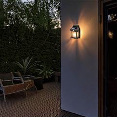 Solight LED solárna lampáš nástenná, teplá biela, 12x17cm, čierna