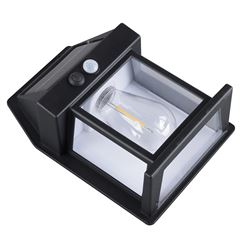 Solight LED solárna lampáš nástenná, teplá biela, 12x17cm, čierna