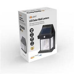 Solight LED solárna lampáš nástenná, teplá biela, 12x17cm, čierna