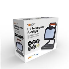 Solight LED reflektor, 20W, prenosný, nabijací, 2000lm, oranžovo-čierny