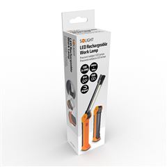 Solight pracovná nabíjacia LED lampa, 500lm + 70lm, COB, Li-Ion, USB, čiernooranžová