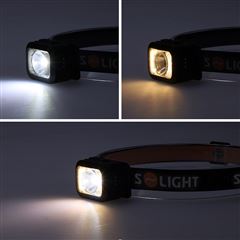 Solight LED čelové nabíjacia svietidlo, 170lm, teplé+studené svetlo, Li-Ion