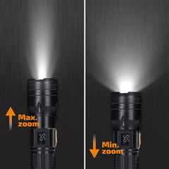 Solight LED nabíjacie svietidlo s displejom, 200lm, zoom, Li-Ion