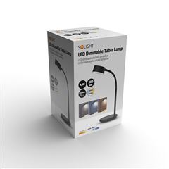 Solight LED stolná lampička, 4,5W, 300lm, 3CCT, čierna, podstavec