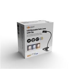 Solight LED stolná nabíjacia lampička, 2W, 210lm, 3CCT, čierna, clip